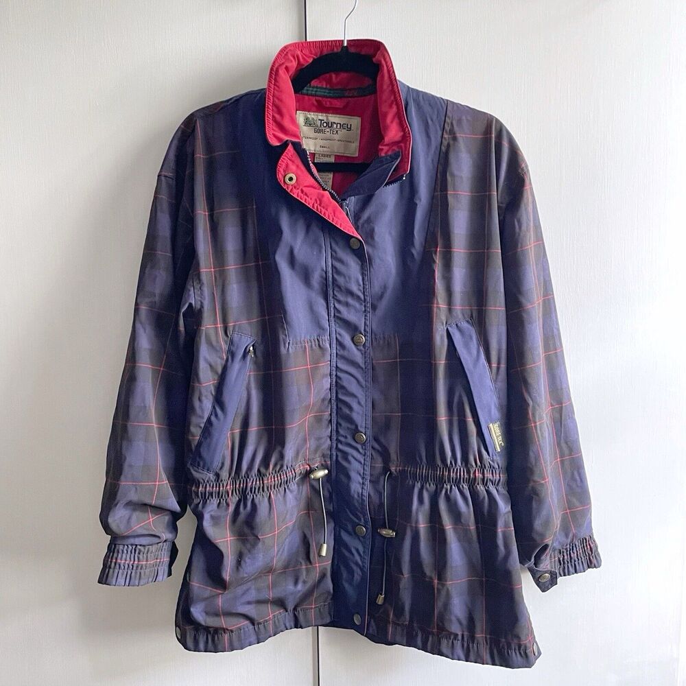 Tourney Gore-Tex Golf Jacket Ladies Size Small Tartan Plaid Waterproof Windproof